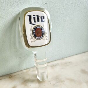 Vintage Miller Lite Beer Tap Handle Lucite Acrylic Pilsner Beer Logo Clear